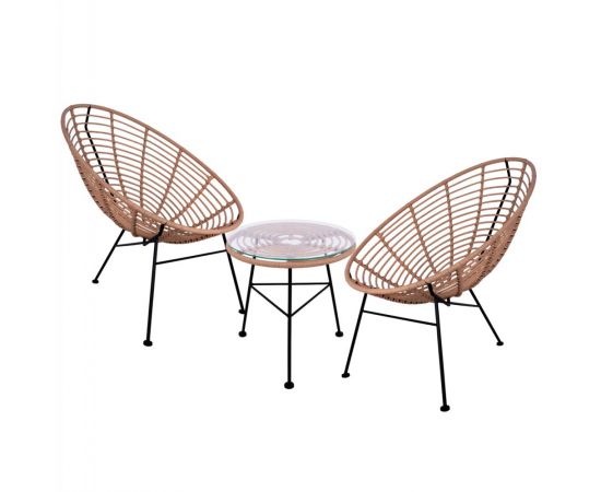 ΣΕΤ ΕΞΩΤΕΡΙΚΟΥ ΧΩΡΟΥ 3ΤΜΧ ALLEGRA HM10335 ΜΠΕΖ WICKER-ΜΕΤΑΛΛΟ - ΣΕΤ ΣΑΛΟΝΙΑ στο Milonadakis.gr