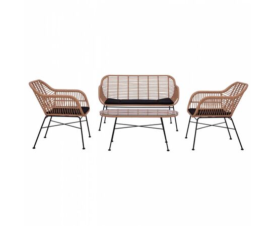 ΣΕΤ ΣΑΛΟΝΙ 4ΤΜΧ ALLEGRA HM5460 ΜΕΤΑΛΛΟ & WICKER ΣΕ ΜΠΕΖ ΧΡΩΜΑ - ΣΕΤ ΣΑΛΟΝΙΑ στο Milonadakis.gr