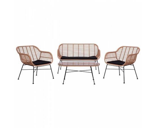 ΣΕΤ ΣΑΛΟΝΙ 4ΤΜΧ ALLEGRA HM5460 ΜΕΤΑΛΛΟ & WICKER ΣΕ ΜΠΕΖ ΧΡΩΜΑ - ΣΕΤ ΣΑΛΟΝΙΑ στο Milonadakis.gr