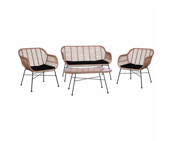 ΣΕΤ ΣΑΛΟΝΙ 4ΤΜΧ ALLEGRA HM5460 ΜΕΤΑΛΛΟ & WICKER ΣΕ ΜΠΕΖ ΧΡΩΜΑ - ΣΕΤ ΣΑΛΟΝΙΑ στο Milonadakis.gr
