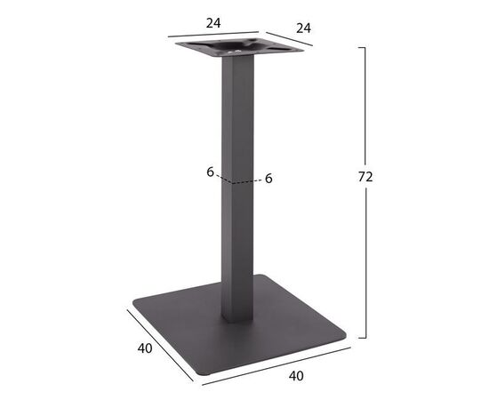 ΒΑΣΗ ΜΕΤΑΛΛΙΚΗ ΓΚΡΙ 40X40X72Υεκ. HM414.20 - ΒΑΣΕΙΣ ΤΡΑΠΕΖΙΩΝ στο Milonadakis.gr