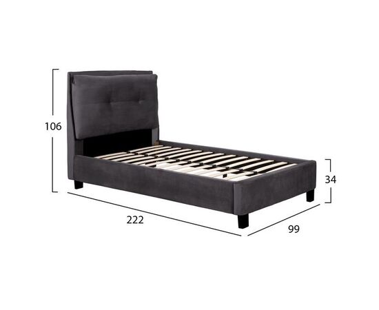 ΚΡΕΒΑΤΙ RILEY 90x200 εκ. ΜΕ ΥΦΑΣΜΑ ΒΕΛΟΥΔΟ ΓΚΡΙ HM561.01 - ΚΡΕΒΑΤΙΑ στο Milonadakis.gr