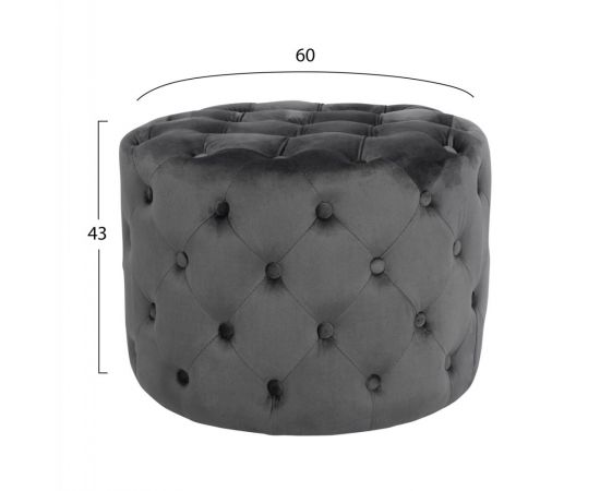 ΣΚΑΜΠΟ KASSIE  ΓΚΡΙ ΒΕΛΟΥΔΟ ΤΥΠΟΥ CHESTERFIELD HM8406.01 Φ60x43Υ εκ. - ΠΟΥΦ - ΣΚΑΜΠΟ - ΜΠΑΟΥΛΟ στο Milonadakis.gr