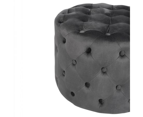 ΣΚΑΜΠΟ KASSIE  ΓΚΡΙ ΒΕΛΟΥΔΟ ΤΥΠΟΥ CHESTERFIELD HM8406.01 Φ60x43Υ εκ. - ΠΟΥΦ - ΣΚΑΜΠΟ - ΜΠΑΟΥΛΟ στο Milonadakis.gr