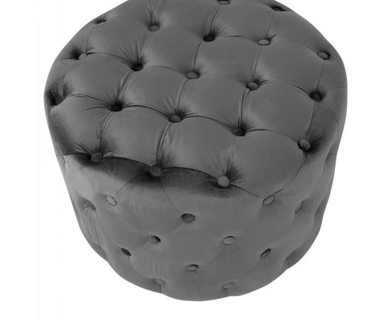 ΣΚΑΜΠΟ KASSIE  ΓΚΡΙ ΒΕΛΟΥΔΟ ΤΥΠΟΥ CHESTERFIELD HM8406.01 Φ60x43Υ εκ. - ΠΟΥΦ - ΣΚΑΜΠΟ - ΜΠΑΟΥΛΟ στο Milonadakis.gr
