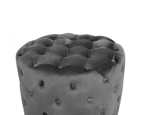 ΣΚΑΜΠΟ KASSIE  ΓΚΡΙ ΒΕΛΟΥΔΟ ΤΥΠΟΥ CHESTERFIELD HM8406.01 Φ60x43Υ εκ. - ΠΟΥΦ - ΣΚΑΜΠΟ - ΜΠΑΟΥΛΟ στο Milonadakis.gr