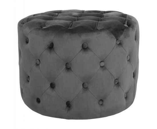 ΣΚΑΜΠΟ KASSIE  ΓΚΡΙ ΒΕΛΟΥΔΟ ΤΥΠΟΥ CHESTERFIELD HM8406.01 Φ60x43Υ εκ. - ΠΟΥΦ - ΣΚΑΜΠΟ - ΜΠΑΟΥΛΟ στο Milonadakis.gr