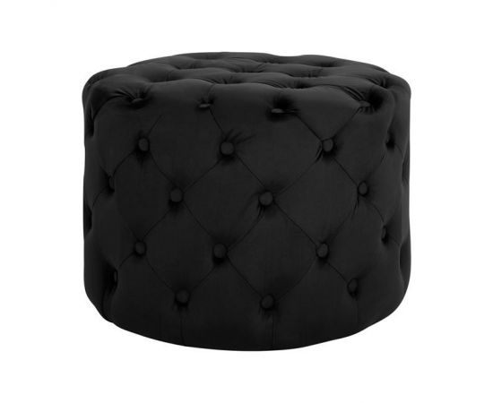 ΣΚΑΜΠΟ KASSIE ΜΑΥΡΟ ΒΕΛΟΥΔΟ ΤΥΠΟΥ CHESTERFIELD HM8406.04 Φ60x43Υ εκ. - ΠΟΥΦ - ΣΚΑΜΠΟ - ΜΠΑΟΥΛΟ στο Milonadakis.gr