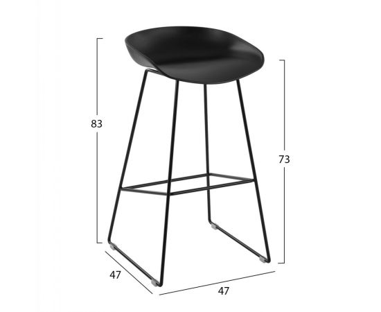 ΣΚΑΜΠΟ ΜΕΤΑΛΛΙΚΟ NAILA HM8450.02 ΜΕ ΚΑΘΙΣΜΑ PP ΜΑΥΡΟ 47x47x83 εκ. - ΣΚΑΜΠΟ ΜΠΑΡ στο Milonadakis.gr