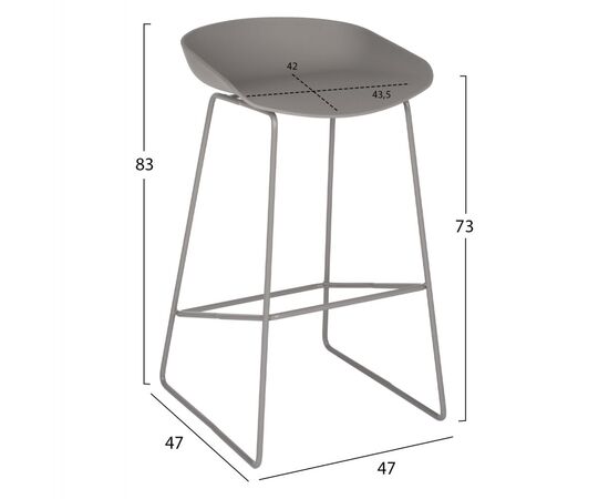 ΣΚΑΜΠΟ ΜΕΤΑΛΛΙΚΟ NAILA HM8450.10 ΜΕ ΚΑΘΙΣΜΑ PP ΓΚΡΙ 47x47x83 εκ. - ΣΚΑΜΠΟ ΜΠΑΡ στο Milonadakis.gr