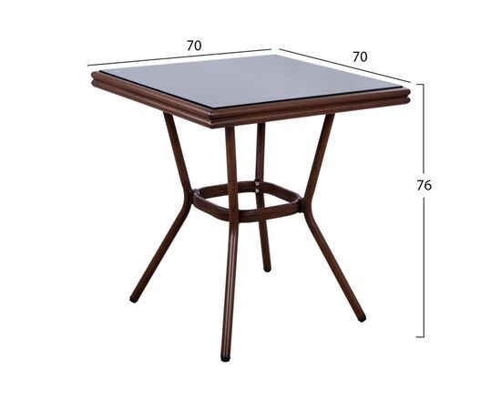 ΤΡΑΠΕΖΙ ΑΛΟΥΜΙΝΙΟΥ HARLOW 70X70X76  BAMBOO LOOK HM5568.03 ΚΑΦΕ ΜΕ ΓΥΑΛΙ - ΤΡΑΠΕΖΙΑ ΕΞ. ΧΩΡΟΥ στο Milonadakis.gr