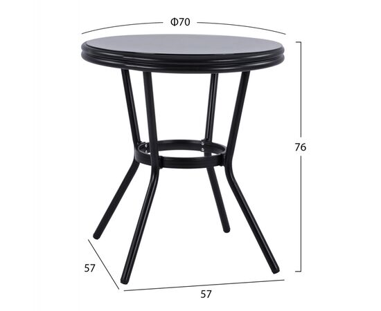ΤΡΑΠΕΖΙ ΑΛΟΥΜΙΝΙΟΥ MOSES Φ70 BAMBOO LOOK HM5532.02 ΜΑΥΡΟ ΜΕ ΓΥΑΛΙ Φ70X76 εκ - ΤΡΑΠΕΖΙΑ ΕΞ. ΧΩΡΟΥ στο Milonadakis.gr
