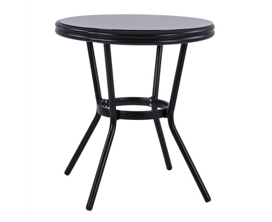 ΤΡΑΠΕΖΙ ΑΛΟΥΜΙΝΙΟΥ MOSES Φ70 BAMBOO LOOK HM5532.02 ΜΑΥΡΟ ΜΕ ΓΥΑΛΙ Φ70X76 εκ - ΤΡΑΠΕΖΙΑ ΕΞ. ΧΩΡΟΥ στο Milonadakis.gr