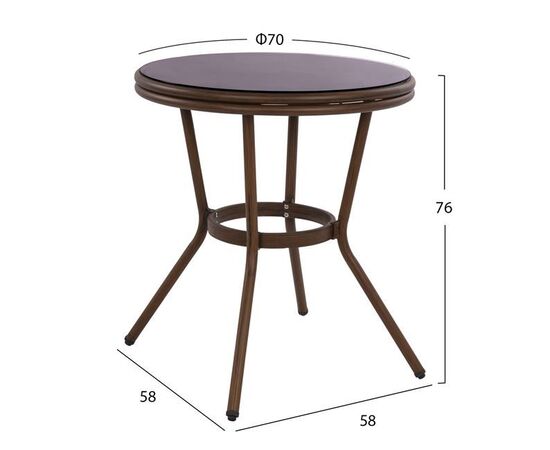 ΤΡΑΠΕΖΙ ΑΛΟΥΜΙΝΙΟΥ MOSES Φ70x76 εκ. BAMBOO LOOK HM5532.03 ΚΑΦΕ ΜΕ ΓΥΑΛΙ - ΤΡΑΠΕΖΙΑ ΕΞ. ΧΩΡΟΥ στο Milonadakis.gr