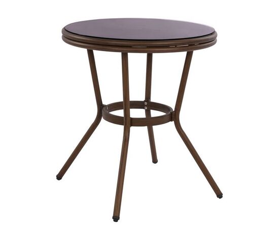 ΤΡΑΠΕΖΙ ΑΛΟΥΜΙΝΙΟΥ MOSES Φ70x76 εκ. BAMBOO LOOK HM5532.03 ΚΑΦΕ ΜΕ ΓΥΑΛΙ - ΤΡΑΠΕΖΙΑ ΕΞ. ΧΩΡΟΥ στο Milonadakis.gr