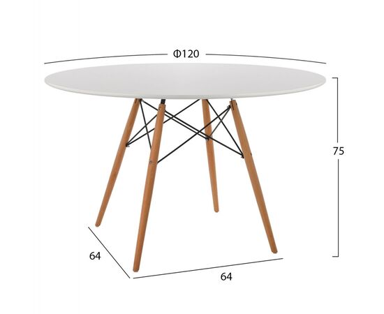 ΤΡΑΠΕΖΙ MINIMAL ΣΤΡΟΓΓΥΛΟ HM8454.01 MDF ΣΕ ΛΕΥΚΟ-ΠΟΔΙΑ ΟΞΙΑΣ ΣΕ ΦΥΣΙΚΟ Φ120Χ75Υεκ. - ΤΡΑΠΕΖΙΑ ΚΟΥΖΙΝΑΣ στο Milonadakis.gr