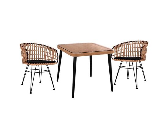ΣΕΤ 3ΤΜΧ ALLEGRA WICKER ΜΕ ΤΡΑΠΕΖΙ 80X80Χ78Υ ΜΠΕΖ & ΜΑΥΡΟ ΧΡΩΜΑ HM10481 - ΣΕΤ ΤΡΑΠΕΖΑΡΙΕΣ στο Milonadakis.gr