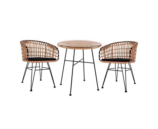ΣΕΤ 3ΤΜΧ ALLEGRA WICKER ΜΕ ΤΡΑΠΕΖΙ Φ70Χ74Υ ΜΠΕΖ & ΜΑΥΡΟ ΧΡΩΜΑ HM10474 - ΣΕΤ ΤΡΑΠΕΖΑΡΙΕΣ στο Milonadakis.gr