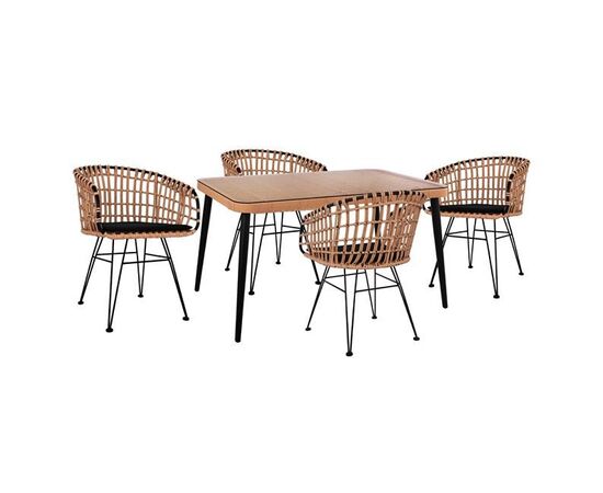 ΣΕΤ 5ΤΜΧ ALLEGRA WICKER ΜΕ ΤΡΑΠΕΖΙ 140X80Χ78Υ ΜΠΕΖ & ΜΑΥΡΟ ΧΡΩΜΑ HM10488 - ΣΕΤ ΤΡΑΠΕΖΑΡΙΕΣ στο Milonadakis.gr