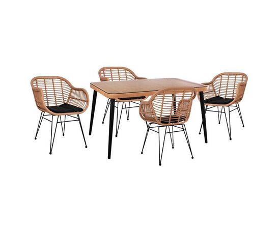 ΣΕΤ 5ΤΜΧ ALLEGRA WICKER ΜΕ ΤΡΑΠΕΖΙ 140X80Χ78Υ ΜΠΕΖ & ΜΑΥΡΟ ΧΡΩΜΑ HM10490 - ΣΕΤ ΤΡΑΠΕΖΑΡΙΕΣ στο Milonadakis.gr