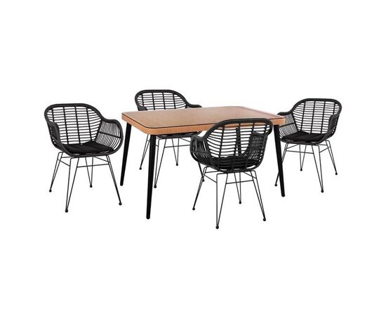 ΣΕΤ 5ΤΜΧ ALLEGRA WICKER ΜΕ ΤΡΑΠΕΖΙ 140X80Χ78Υ ΜΠΕΖ & ΜΑΥΡΟ ΧΡΩΜΑ HM10508 - ΣΕΤ ΤΡΑΠΕΖΑΡΙΕΣ στο Milonadakis.gr