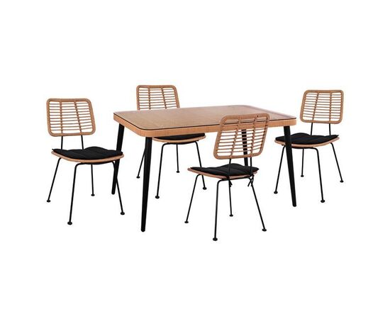 ΣΕΤ 5ΤΜΧ ALLEGRA WICKER ΜΕ ΤΡΑΠΕΖΙ 140X80Χ78Υ ΜΠΕΖ & ΜΑΥΡΟ ΧΡΩΜΑ HM10492 - ΣΕΤ ΤΡΑΠΕΖΑΡΙΕΣ στο Milonadakis.gr