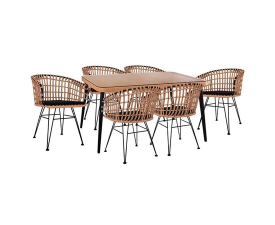 ΣΕΤ 7ΤΜΧ ALLEGRA WICKER ΜΕ ΤΡΑΠΕΖΙ 160X90X78Υ ΜΠΕΖ & ΜΑΥΡΟ ΧΡΩΜΑ HM10496 - ΣΕΤ ΤΡΑΠΕΖΑΡΙΕΣ στο Milonadakis.gr