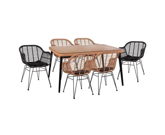 ΣΕΤ 7ΤΜΧ ALLEGRA WICKER ΜΕ ΤΡΑΠΕΖΙ 160X90X78Υ ΜΠΕΖ & ΜΑΥΡΟ ΧΡΩΜΑ HM10513 - ΣΕΤ ΤΡΑΠΕΖΑΡΙΕΣ στο Milonadakis.gr