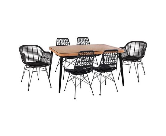 ΣΕΤ 7ΤΜΧ ALLEGRA WICKER ΜΕ ΤΡΑΠΕΖΙ 160X90X78Υ ΜΠΕΖ & ΜΑΥΡΟ ΧΡΩΜΑ HM10516 - ΣΕΤ ΤΡΑΠΕΖΑΡΙΕΣ στο Milonadakis.gr