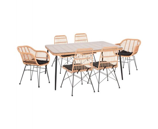 ΣΕΤ ΤΡΑΠΕΖΑΡΙΑΣ 7ΤΜΧ ALLEGRA HM10495 WICKER ΜΠΕΖ-ΜΕΤΑΛΛΟ ΜΑΥΡΟ - ΣΕΤ ΤΡΑΠΕΖΑΡΙΕΣ στο Milonadakis.gr