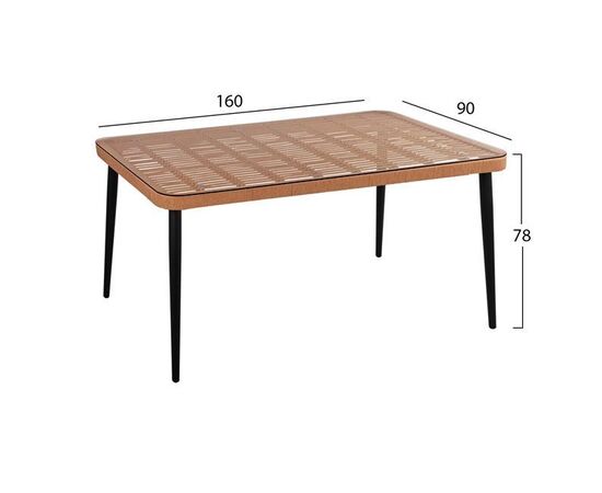 ΤΡΑΠΕΖΙ ΜΕΤΑΛΛΙΚΟ ALLEGRA HM5538 ΜΕ WICKER ΣΕ ΜΠΕΖ ΑΠΟΧΡΩΣΗ & ΓΥΑΛΙ 160X90X78 εκ. - ΤΡΑΠΕΖΙΑ ΕΞ. ΧΩΡΟΥ στο Milonadakis.gr