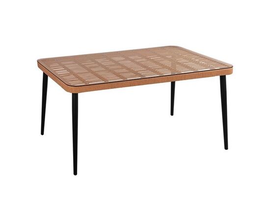 ΤΡΑΠΕΖΙ ΜΕΤΑΛΛΙΚΟ ALLEGRA HM5538 ΜΕ WICKER ΣΕ ΜΠΕΖ ΑΠΟΧΡΩΣΗ & ΓΥΑΛΙ 160X90X78 εκ. - ΤΡΑΠΕΖΙΑ ΕΞ. ΧΩΡΟΥ στο Milonadakis.gr