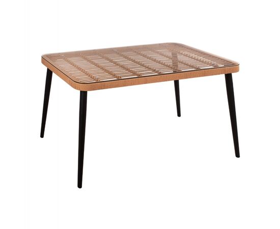 ΤΡΑΠΕΖΙ ΜΕΤΑΛΛΙΚΟ ALLEGRA HM5537 ΜΕ WICKER ΣΕ ΜΠΕΖ ΑΠΟΧΡΩΣΗ & ΓΥΑΛΙ 140X80X78 εκ. - ΤΡΑΠΕΖΙΑ ΕΞ. ΧΩΡΟΥ στο Milonadakis.gr