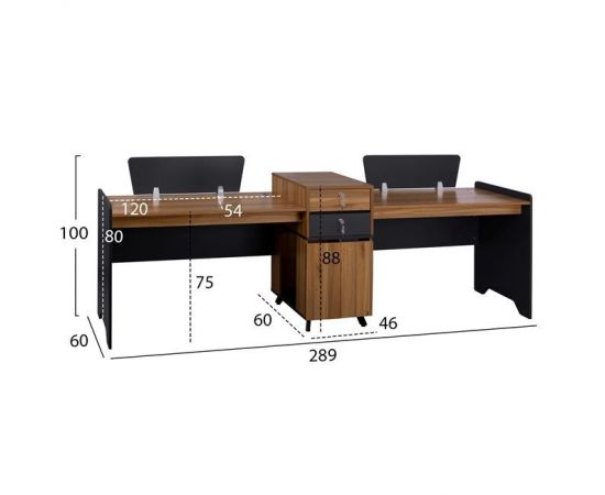 ΕΠΑΓΓΕΛΜΑΤΙΚΟΣ ΣΤΑΘΜΟΣ ΕΡΓΑΣΙΑΣ SUPREME HM2350 2 ΑΤΟΜΩΝ 289x60x100Υ εκ. - ΓΡΑΦΕΙΑ στο Milonadakis.gr