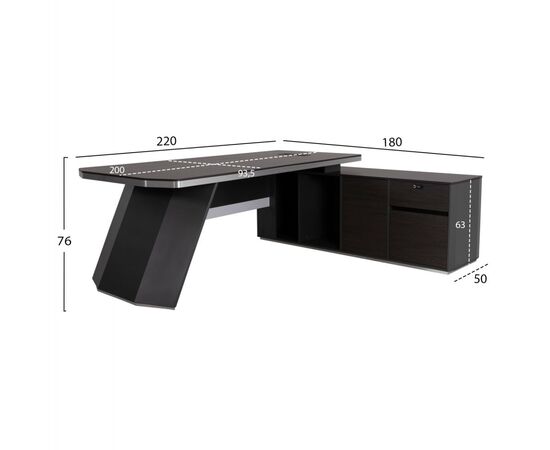 ΓΡΑΦΕΙΟ ΕΠΑΓΓΕΛΜΑΤΙΚΟ ΔΕΞΙΑ ΓΩΝΙΑ ROSEWOOD HM2083R 220X180X76Υ εκ. - ΓΡΑΦΕΙΑ στο Milonadakis.gr