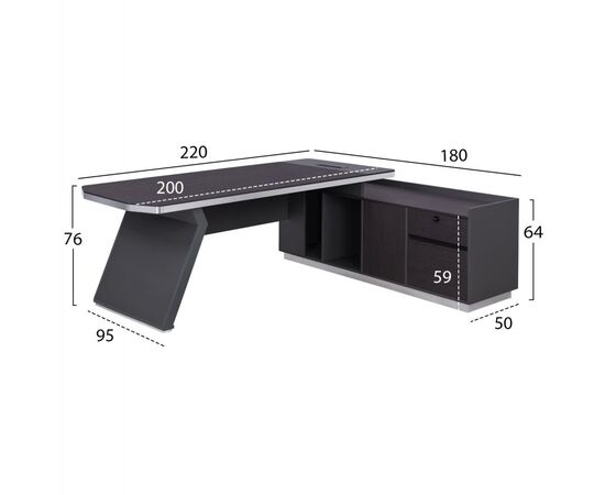 ΓΡΑΦΕΙΟ ΕΠΑΓΓΕΛΜΑΤΙΚΟ ΔΕΞΙΑ ΓΩΝΙΑ ROSEWOOD HM2084R 220X180X76Υ εκ. - ΓΡΑΦΕΙΑ στο Milonadakis.gr