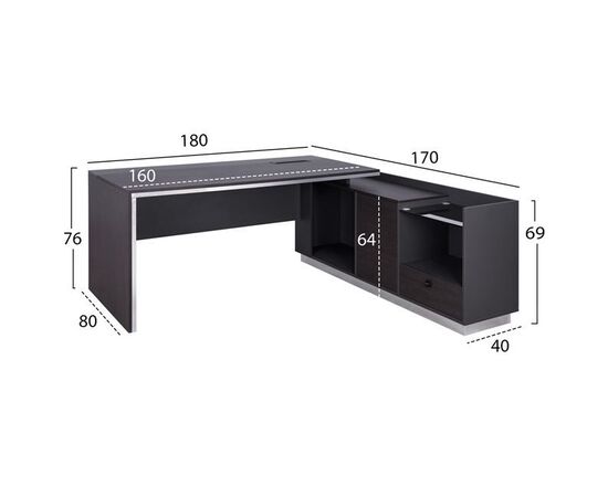 ΓΡΑΦΕΙΟ ΕΠΑΓΓΕΛΜΑΤΙΚΟ ΔΕΞΙΑ ΓΩΝΙΑ ROSEWOOD HM2086R 180X170X76Υ εκ. - ΓΡΑΦΕΙΑ στο Milonadakis.gr