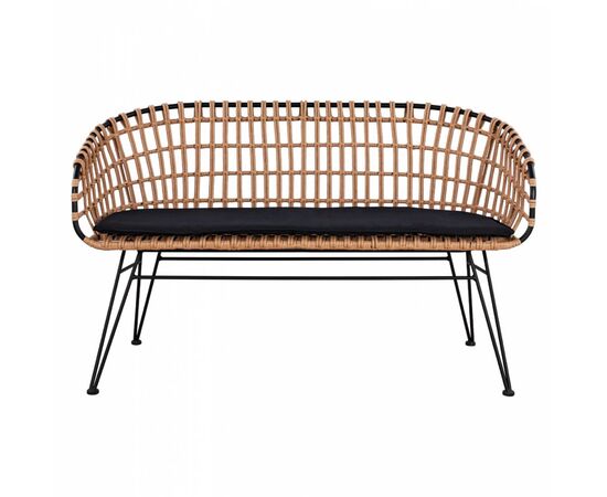 ΠΑΓΚΑΚΙ ΜΕΤΑΛΛΙΚΟ ALLEGRA HM5692 ΜΕ WICKER ΜΑΥΡΟ-ΜΠΕΖ 124x57x77Υ εκ. - ΠΑΓΚΑΚΙΑ στο Milonadakis.gr
