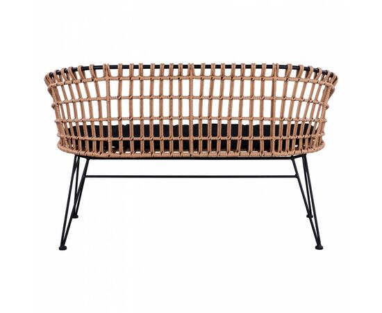 ΠΑΓΚΑΚΙ ΜΕΤΑΛΛΙΚΟ ALLEGRA HM5692 ΜΕ WICKER ΜΑΥΡΟ-ΜΠΕΖ 124x57x77Υ εκ. - ΠΑΓΚΑΚΙΑ στο Milonadakis.gr