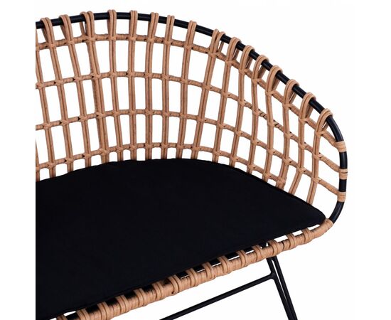 ΠΑΓΚΑΚΙ ΜΕΤΑΛΛΙΚΟ ALLEGRA HM5692 ΜΕ WICKER ΜΑΥΡΟ-ΜΠΕΖ 124x57x77Υ εκ. - ΠΑΓΚΑΚΙΑ στο Milonadakis.gr