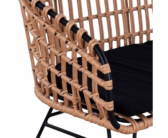 ΠΑΓΚΑΚΙ ΜΕΤΑΛΛΙΚΟ ALLEGRA HM5692 ΜΕ WICKER ΜΑΥΡΟ-ΜΠΕΖ 124x57x77Υ εκ. - ΠΑΓΚΑΚΙΑ στο Milonadakis.gr
