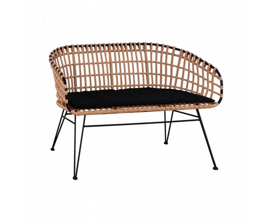 ΠΑΓΚΑΚΙ ΜΕΤΑΛΛΙΚΟ ALLEGRA HM5692 ΜΕ WICKER ΜΑΥΡΟ-ΜΠΕΖ 124x57x77Υ εκ. - ΠΑΓΚΑΚΙΑ στο Milonadakis.gr