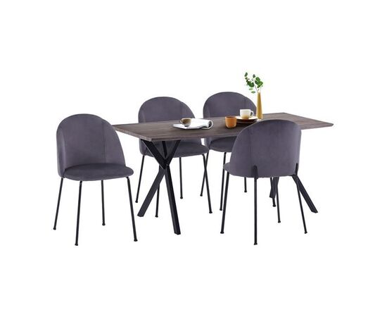ΣΕΤ ΤΡΑΠΕΖΑΡΙΑΣ HM11181 5ΤΜΧ ΤΡΑΠΕΖΙ 140x80x75 cm MDF OLD BEECH & ΚΑΡΕΚΛΕΣ CLARA ΓΚΡΙ ΒΕΛΟΥΔΟ - ΤΡΑΠΕΖΑΡΙΕΣ στο Milonadakis.gr