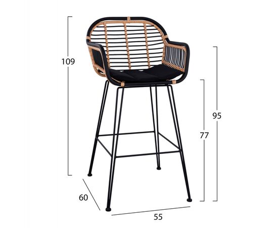 ΣΚΑΜΠΟ ΜΕΤΑΛΛΙΚΟ ALLEGRA HM5690 ΜΕ WICKER ΜΑΥΡΟ-ΜΠΕΖ 55x60x109Υ εκ. - ΣΚΑΜΠΩ στο Milonadakis.gr
