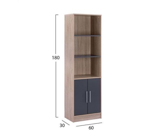 ΒΙΒΛΙΟΘΗΚΗ ΜΕΛΑΜΙΝΗΣ ENSLEY HM2027.04 SONAMA-ΓΚΡΙ 60x30x180Υ εκ. - ΒΙΒΛΙΟΘΗΚΕΣ στο Milonadakis.gr
