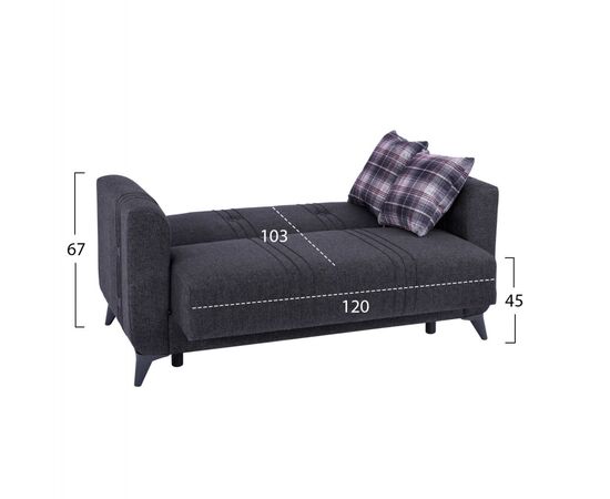 ΚΑΝΑΠΕΣ 2ΘΕΣΙΟΣ KRISTINA HM3165.20 ΓΚΡΙ ΜΕ ΑΝΘΡΑΚΙ ΠΟΔΙΑ 150x80x83 εκ. - ΚΑΝΑΠΕΔΕΣ-ΣΑΛΟΝΙΑ στο Milonadakis.gr