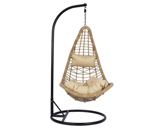 ΚΡΕΜΑΣΤΗ ΦΩΛΙΑ LUCIA HM5676.01 ΜΕ WICKER&ΜΑΞΙΛΑΡΙΑ ΜΠΕΖ-ΜΑΥΡΟ ΜΕΤΑΛΛΟ Φ95Χ195Υεκ. - ΚΟΥΝΙΕΣ - ΦΩΛΙΕΣ στο Milonadakis.gr