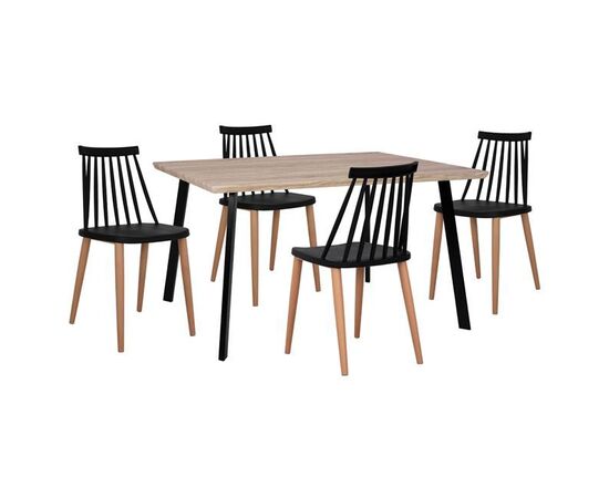 ΣΕΤ 5ΤΜΧ ΤΡΑΠΕΖΙ 140x80x76 cm SONAMA & ΚΑΡΕΚΛΕΣ VANESSA ΜΑΥΡΕΣ ΜΕΤΑΛΛΙΚΑ ΠΟΔΙΑ HM11037 - ΤΡΑΠΕΖΑΡΙΕΣ στο Milonadakis.gr