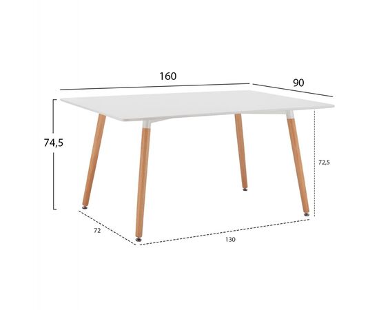 ΤΡΑΠΕΖΙ HM8697.01 MINIMAL, ΛΕΥΚΟ MDF, ΞΥΛΙΝΑ ΠΟΔΙΑ ΟΞΙΑ,160Χ90X74,5Υ εκ - ΤΡΑΠΕΖΙΑ ΚΟΥΖΙΝΑΣ στο Milonadakis.gr