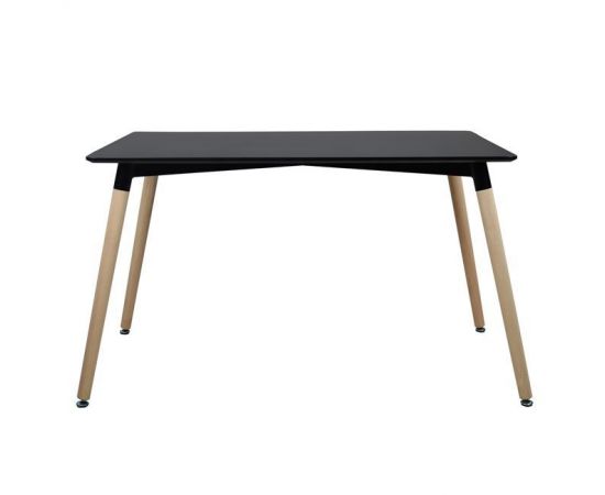 ΤΡΑΠΕΖΙ HM8697.02 MINIMAL, μαύρο MDF, ξύλινα πόδια οξιά, 160Χ90X74Υεκ. - ΤΡΑΠΕΖΙΑ ΚΟΥΖΙΝΑΣ στο Milonadakis.gr
